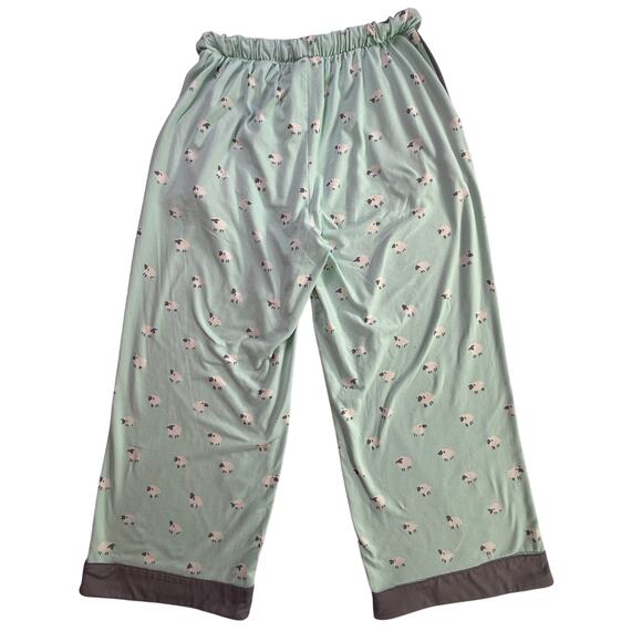 MUNKI MUNKI Womens Pajama Set Mint Green Sheep Print Short Sleeve Top Pants XS - Picture 5 of 14